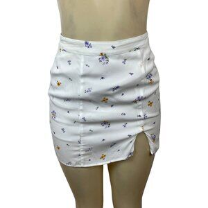 Forever 21 Women's White Floral Print Short Skirt Sz XS - New